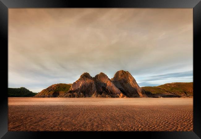 Three Cliffs Bay Framed Print by Leighton Collins