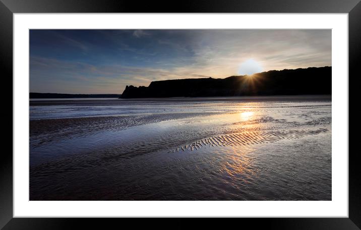 Sunset and wet sand Framed Mounted Print by Leighton Collins