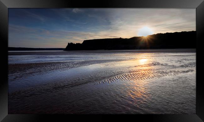 Sunset and wet sand Framed Print by Leighton Collins