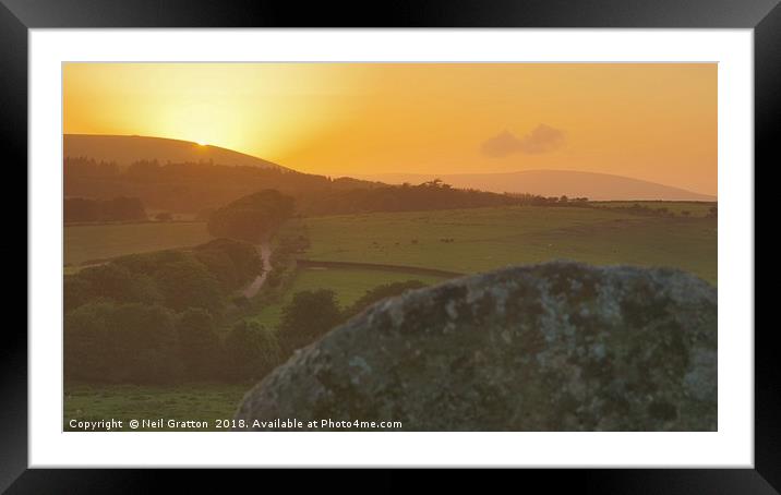 Sunset from Hound Tor Framed Mounted Print by Nymm Gratton