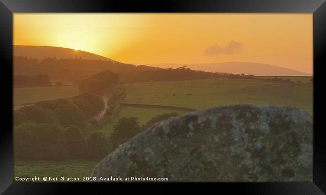 Sunset from Hound Tor Framed Print by Nymm Gratton