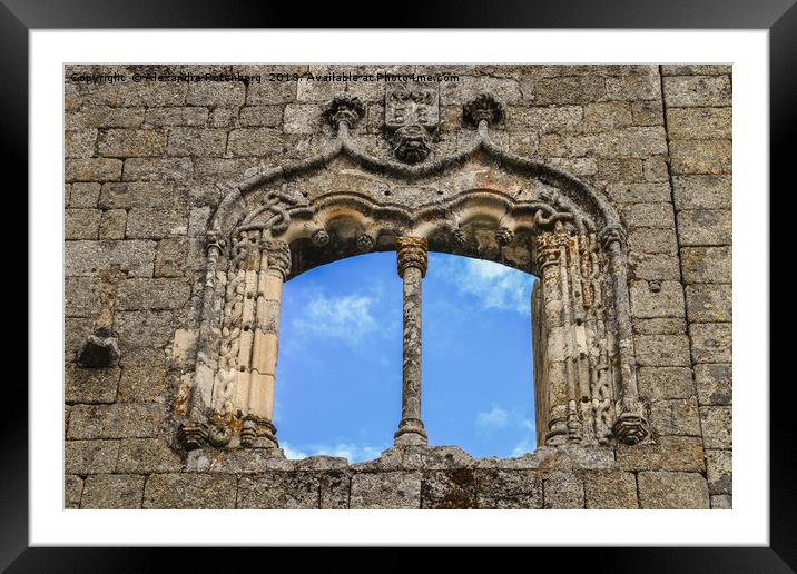 Manueline-style window frame at Belmonte Castle, P Framed Mounted Print by Alexandre Rotenberg