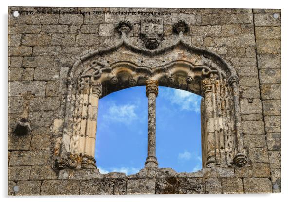 Manueline-style window frame at Belmonte Castle, P Acrylic by Alexandre Rotenberg
