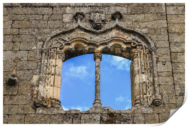 Manueline-style window frame at Belmonte Castle, P Print by Alexandre Rotenberg