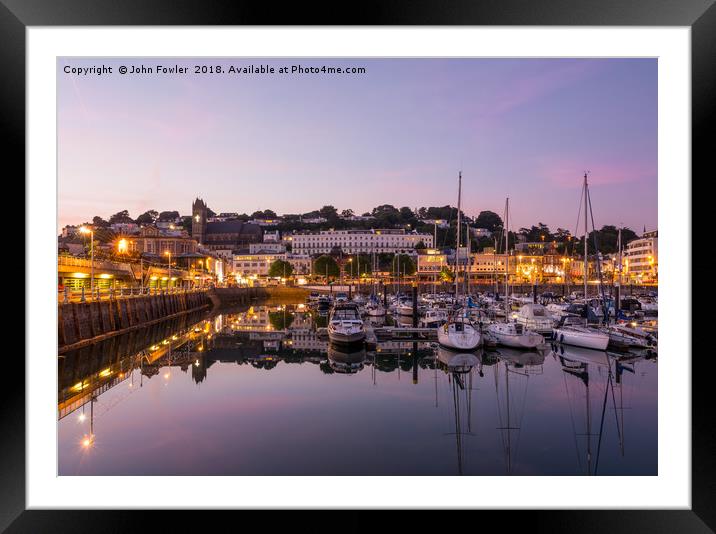 Torquay Harbour At Twilight Framed Mounted Print by John Fowler