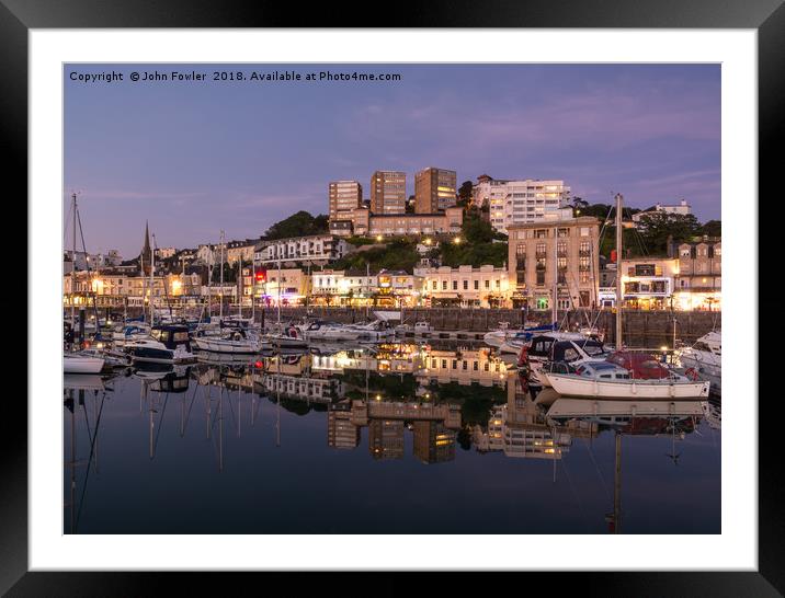 Torquay Harbour At Dusk Framed Mounted Print by John Fowler