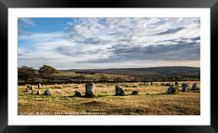 Brisworthy Stone Circle, Ringmoor Down, Dartmoor. Framed Mounted Print by Jean Fry