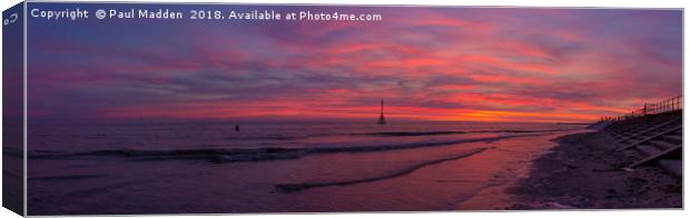 Crosby Beach Sunset Panorama Canvas Print by Paul Madden
