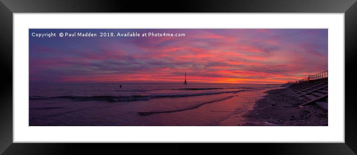 Crosby Beach Sunset Panorama Framed Mounted Print by Paul Madden