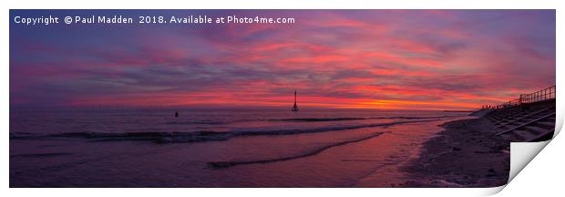 Crosby Beach Sunset Panorama Print by Paul Madden