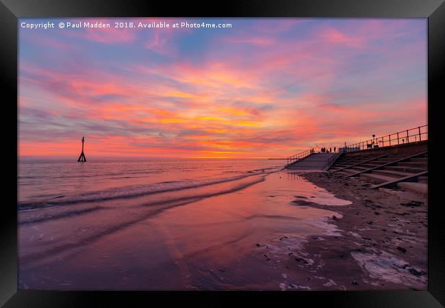 Sunset at Crosby Beach Framed Print by Paul Madden