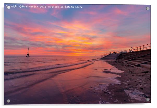 Sunset at Crosby Beach Acrylic by Paul Madden