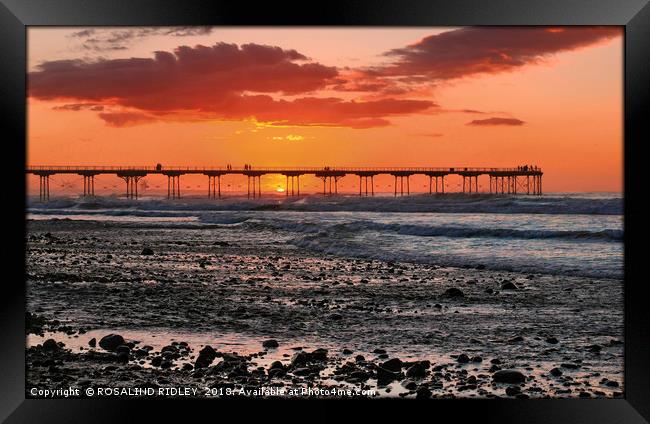 "Solstice Sunset at Saltburn Pier" Framed Print by ROS RIDLEY