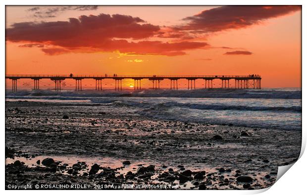 "Solstice Sunset at Saltburn Pier" Print by ROS RIDLEY