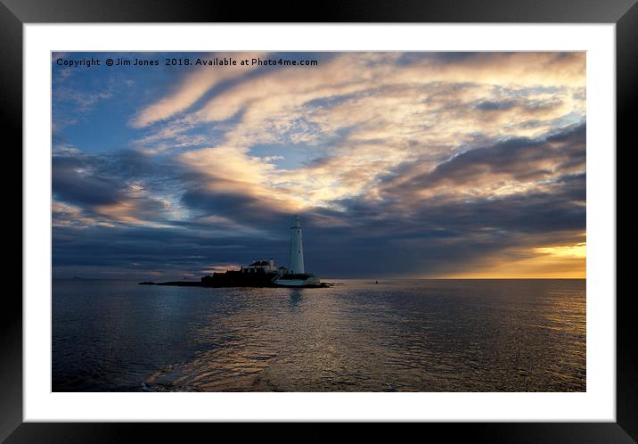 Sunrise at St Mary's Island Framed Mounted Print by Jim Jones