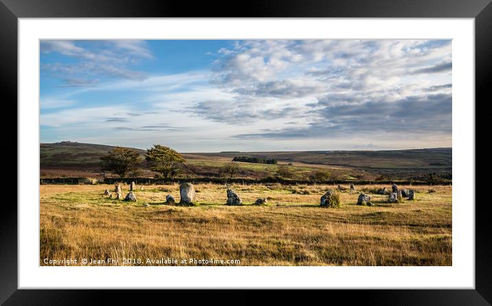 Brisworthy Stone Circle on Dartmoor. Framed Mounted Print by Jean Fry