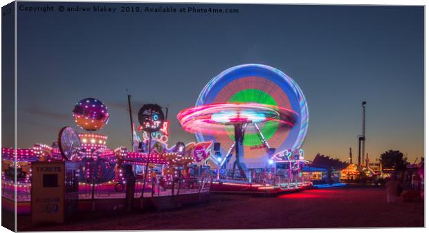 Thrilling Rides at Newcastle's Night Fair Canvas Print by andrew blakey