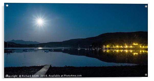 A full moon over Loch Acrylic by Richard Smith