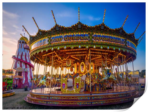 The Glowing Carousel of Newcastle Print by andrew blakey