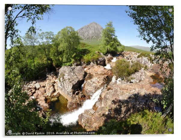 Buachaille Etive Mor falls on the River Coupall ,  Acrylic by Photogold Prints
