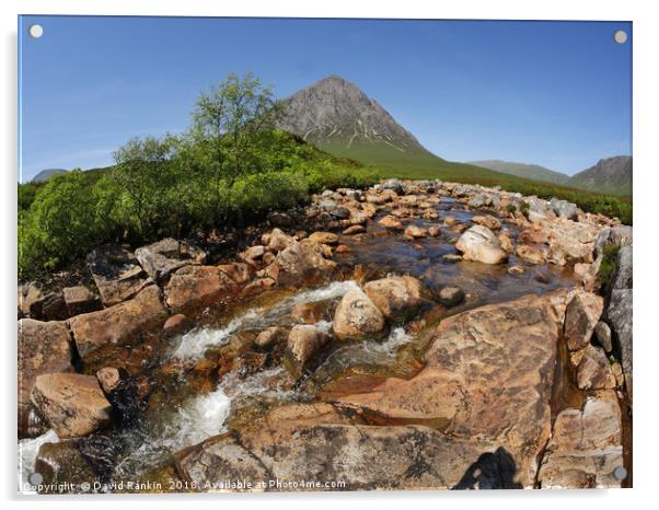 Buachaille Etive Mor falls on the River Coupall ,  Acrylic by Photogold Prints