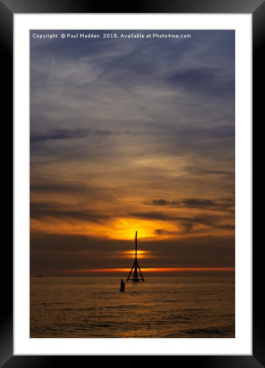 Golden Sunset At Crosby Beach Framed Mounted Print by Paul Madden