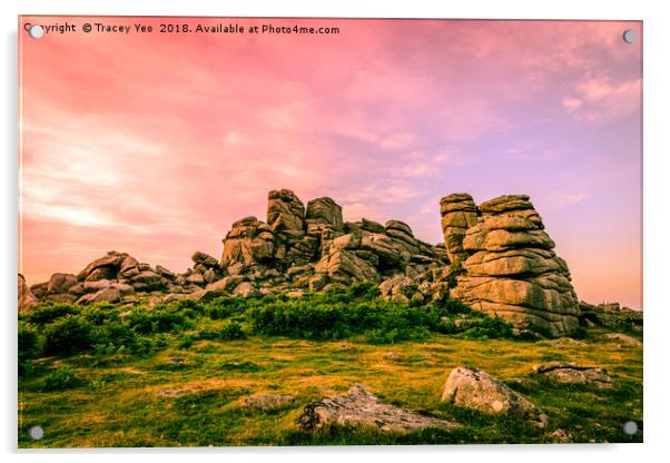 Sunset Over Hound Tor. Acrylic by Tracey Yeo