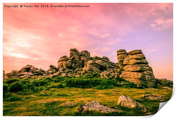 Sunset Over Hound Tor. Print by Tracey Yeo