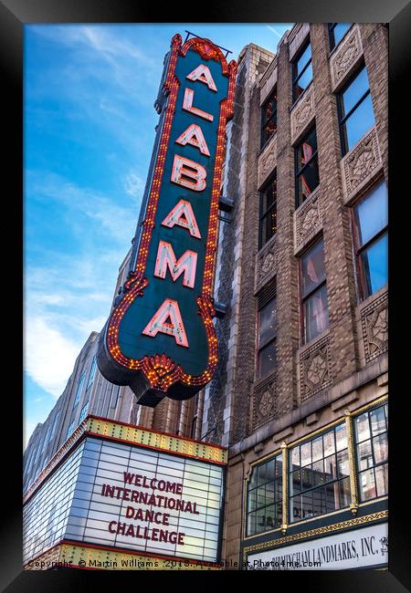 Alabama Theatre, downtown Birmingham Alabama on 3r Framed Print by Martin Williams