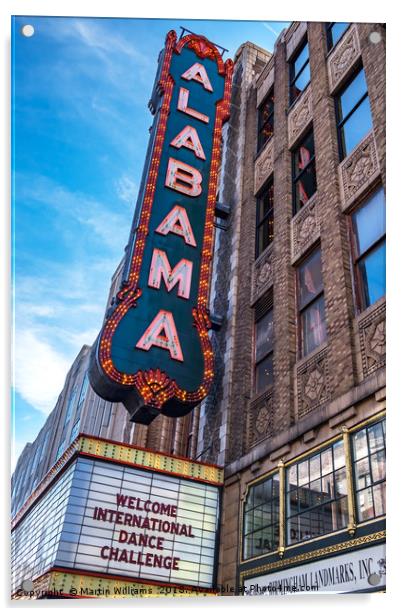 Alabama Theatre, downtown Birmingham Alabama on 3r Acrylic by Martin Williams