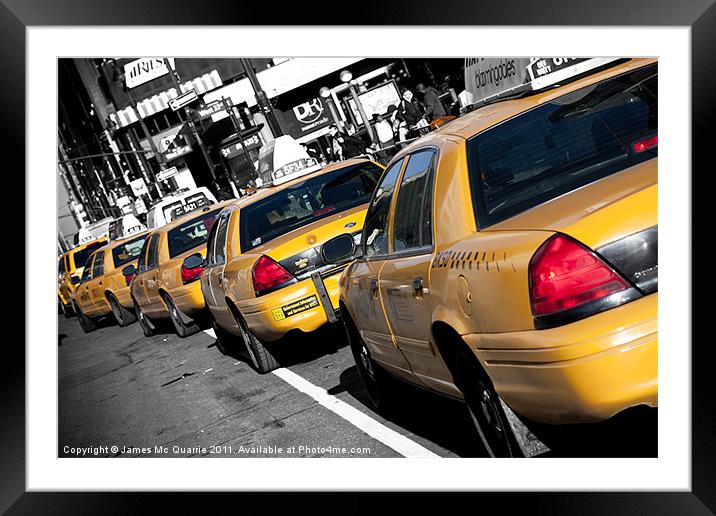 Taxi Stand New York Framed Mounted Print by James Mc Quarrie