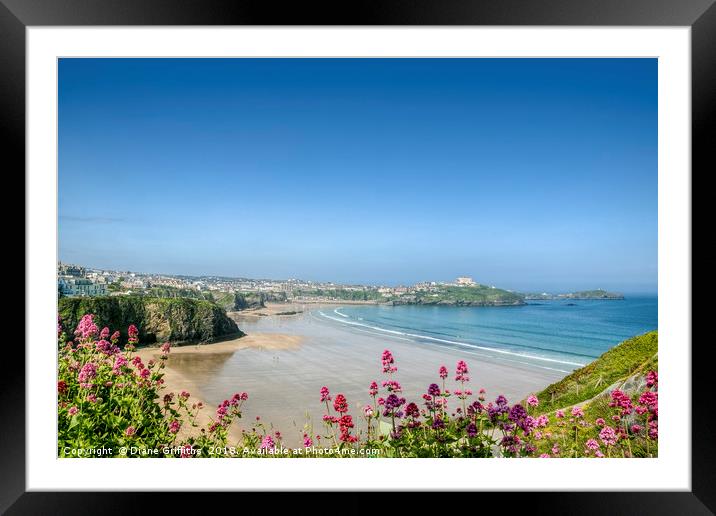 View over Newquay Framed Mounted Print by Diane Griffiths