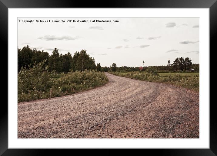 Gravel Road To The Woods Framed Mounted Print by Jukka Heinovirta