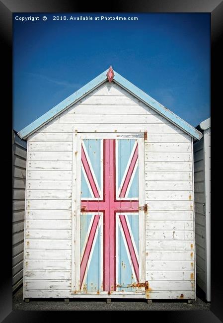 Patriotic Beach Hut Framed Print by David Birchall