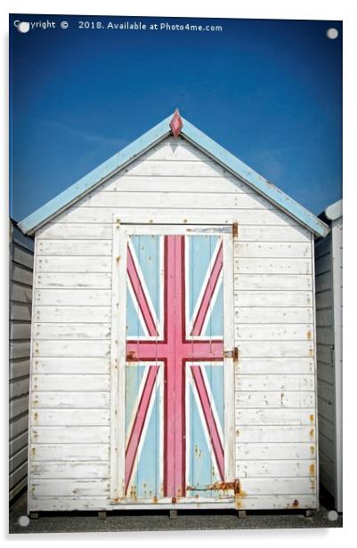 Patriotic Beach Hut Acrylic by David Birchall
