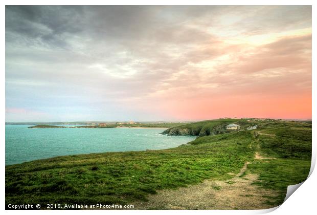 View over Newquay from Pentire Print by Diane Griffiths