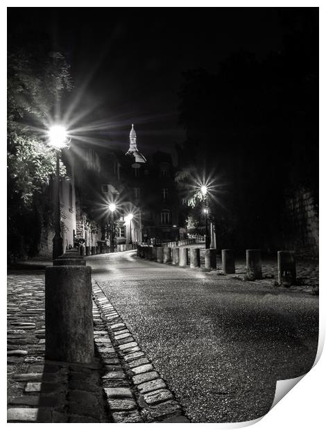 Paris street scene at night Print by George Robertson