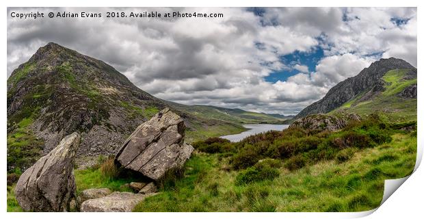Welsh Mountains of Snowdonia Print by Adrian Evans