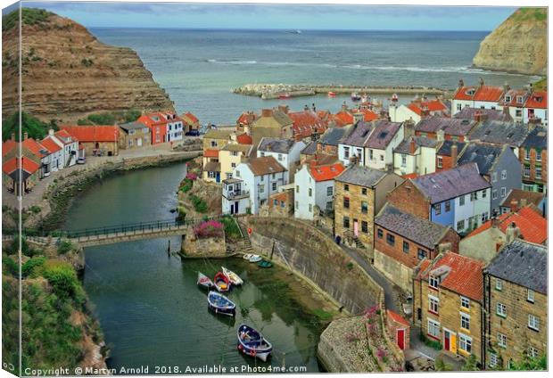 Staithes, North Yorkshire Village Seascape Canvas Print by Martyn Arnold