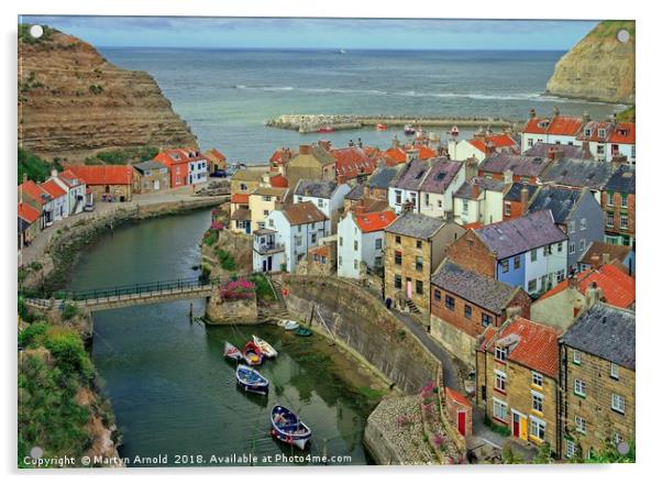 Staithes, North Yorkshire Village Seascape Acrylic by Martyn Arnold