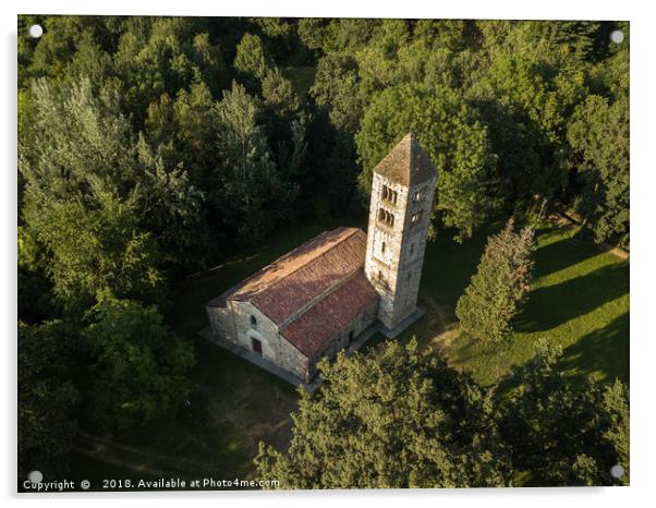 A Romanic Church in the woods Acrylic by Fabrizio Malisan