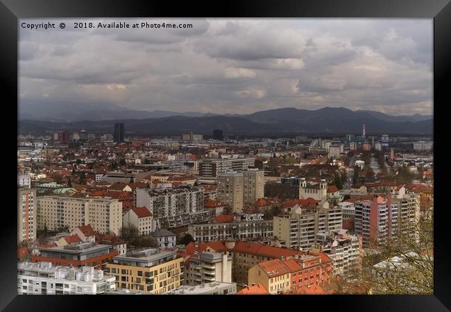 Over The Rooftops of Ljubljana  Framed Print by rawshutterbug 