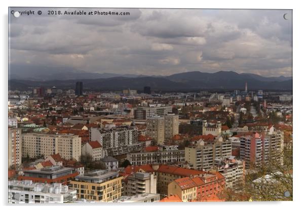 Over The Rooftops of Ljubljana  Acrylic by rawshutterbug 