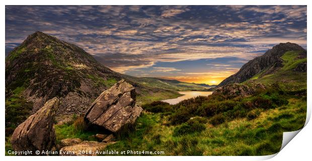 Welsh Mountains Snowdonia Print by Adrian Evans