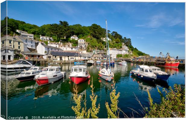 Colourful boats at Polperro Harbour Canvas Print by Rosie Spooner