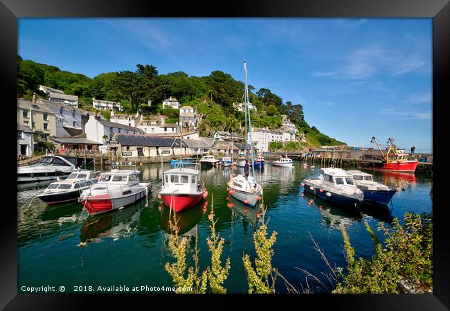 Colourful boats at Polperro Harbour Framed Print by Rosie Spooner