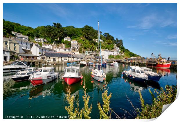 Colourful boats at Polperro Harbour Print by Rosie Spooner