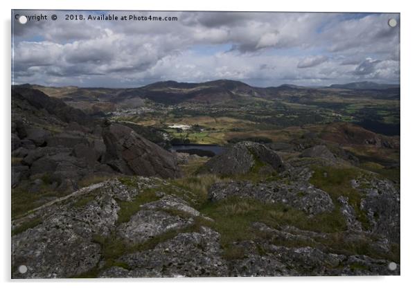View From The Reservoir Llyn Stwlan  Acrylic by rawshutterbug 