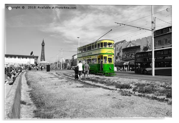 Blackpool Tram Acrylic by Derrick Fox Lomax