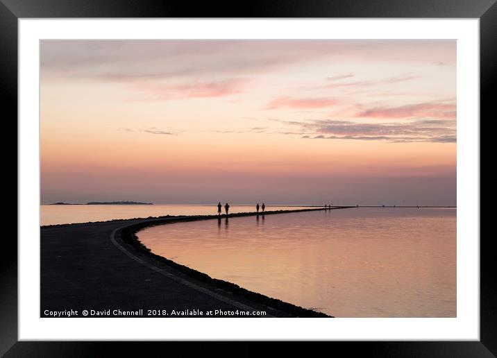 West Kirby Sunset Reflection   Framed Mounted Print by David Chennell
